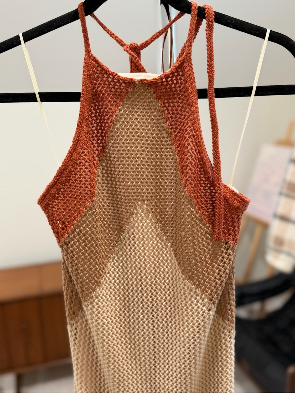 Sleeveless Knit Maxi Dress in Rust and Beige - Picture 4 of 6